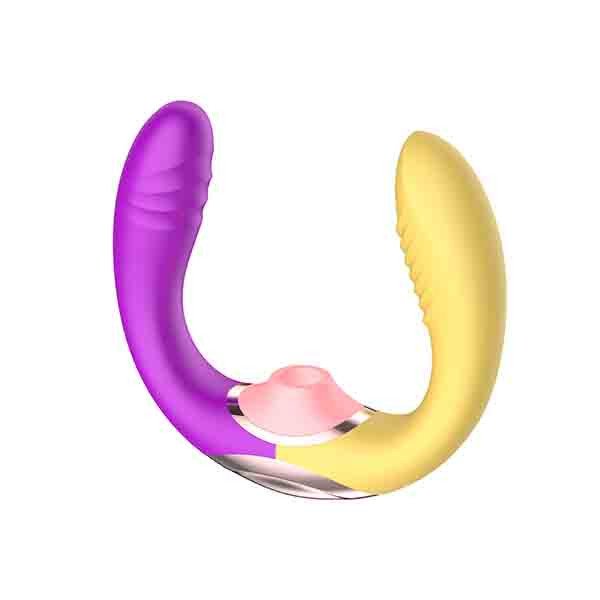 vista lateral Vibrador Sugador Ponta Dupla Para Lésbicas