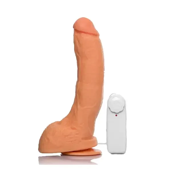 Imagem de pênis com bengala e vibração medindo 21 cm na cor clara