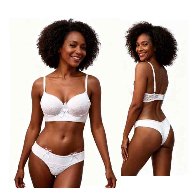 Conjunto Lingerie Com Sutiã Base Reforçada. Branco