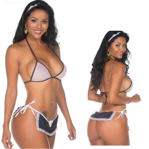 Mini Fantasia Empregada Em Tule E Cetim Tamanho Unico