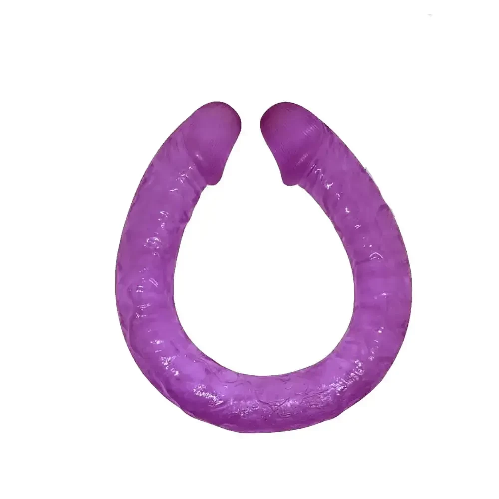 Imagem de pênis dildo realístico duplo jelly roxo 44x35 cm
