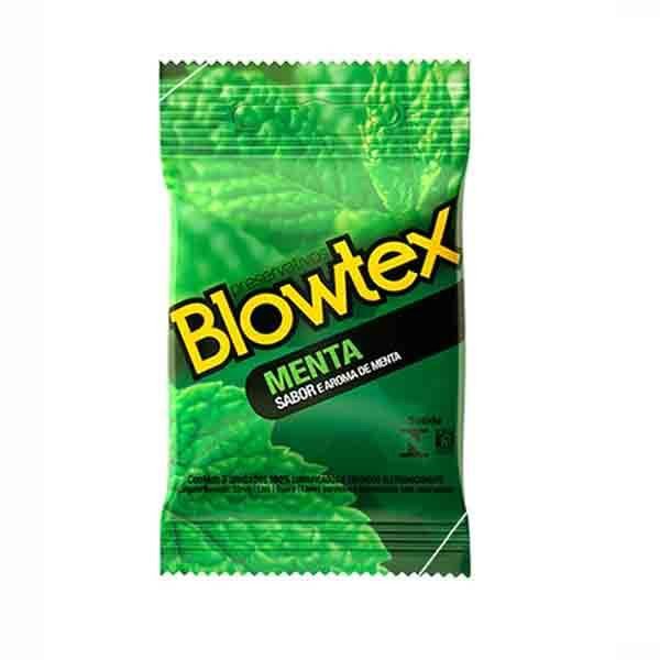 Preservativo Blowtex Menta Sabor e Aroma Embalagem Com 3 Unidades 52mm