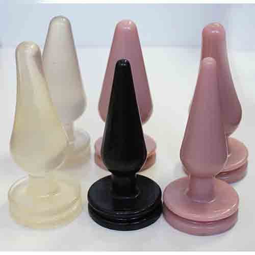 conjunto de plug anal com 6 unidades nas cores preta rosa claro e transparente