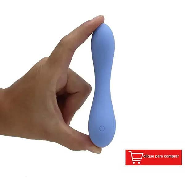mão feminina segurando vibrador azul estimulador ponto g feminino