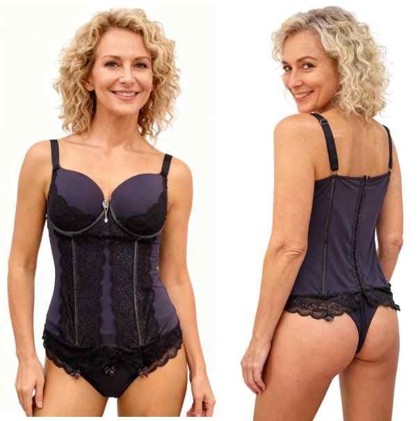 Conjunto Espartilho Com Bojo e Calcinha Fio. Tamanho 48