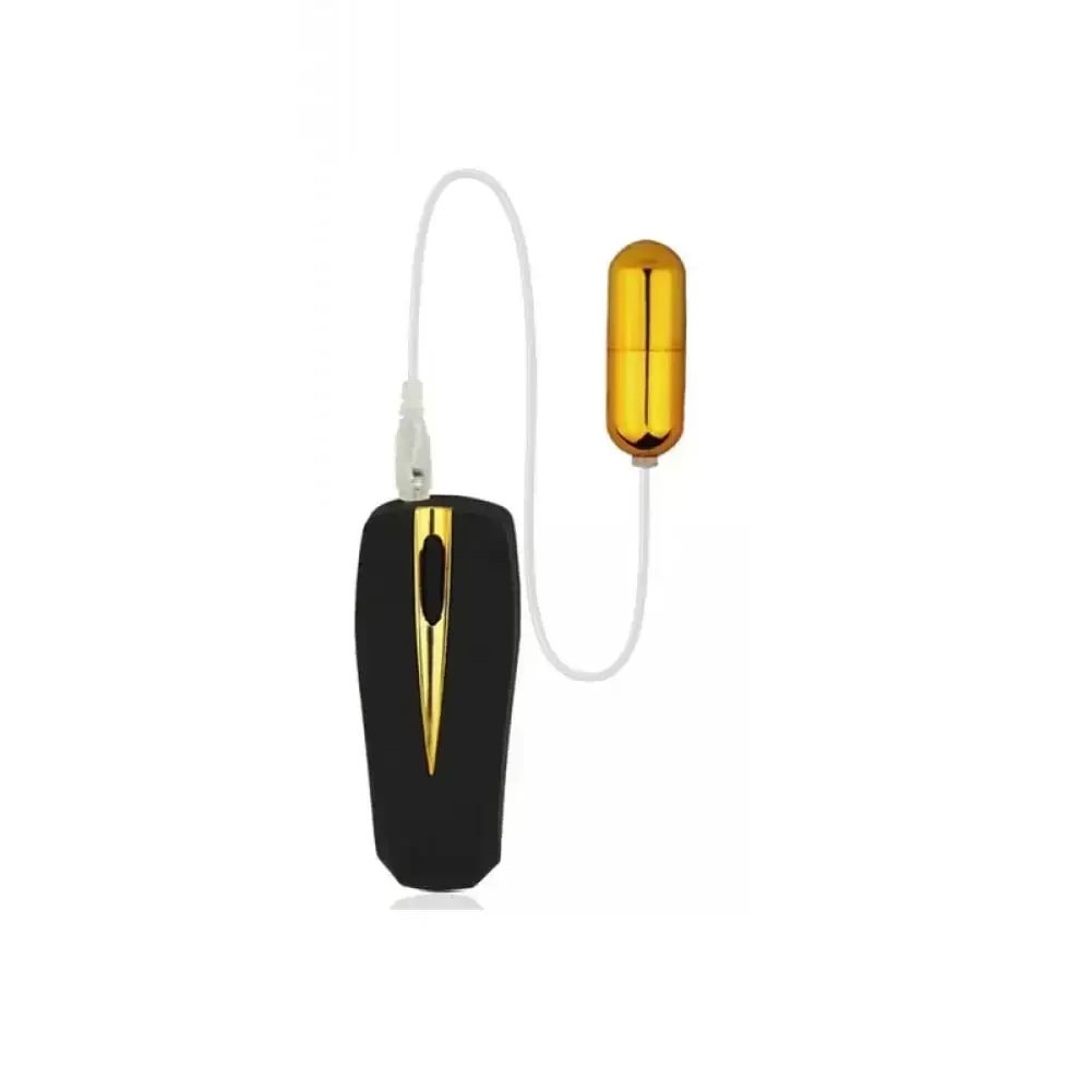 Imagem vibrador íntimo bullet com fio multivelocidade preto com dourado