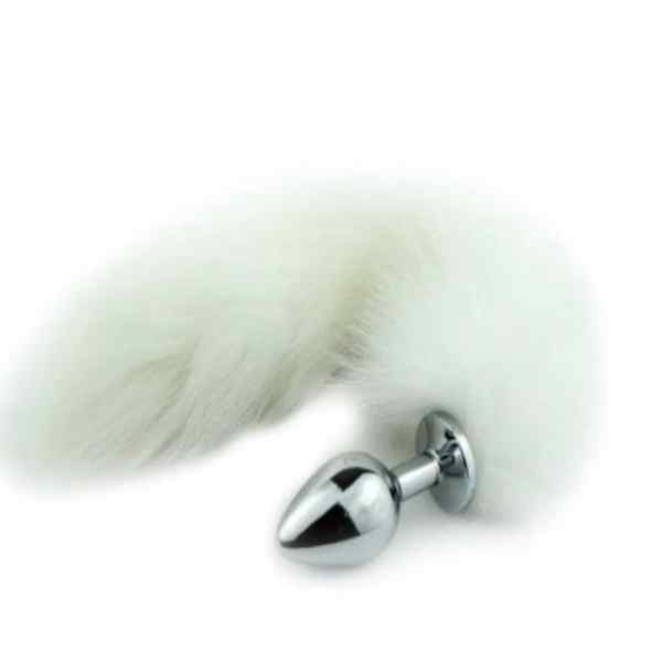 Plug De Rabo Raposa Branca Médio. A Cauda Mede 37cm