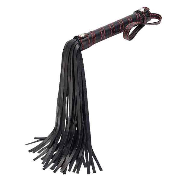Chicote Erótico 50cm Com 41 Tiras  Couro Sintético Preto