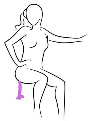 ilustração de mulher sentada sobre vibrador com ventosa