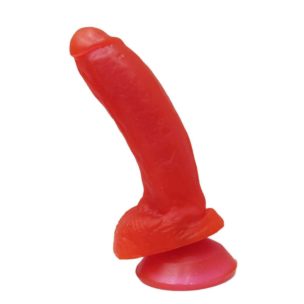 Imagem de pênis jelly com ventosa na cor vermelha transparente 