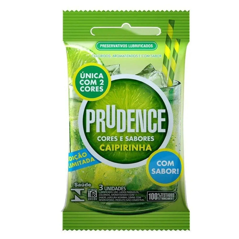 Preservativo Prudence Caipirinha Embalagem Com 3 Unidades 52mm