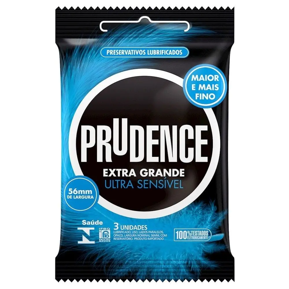 Preservativo Prudence Extra Grande Embalagem Com 3 unidades 56mm